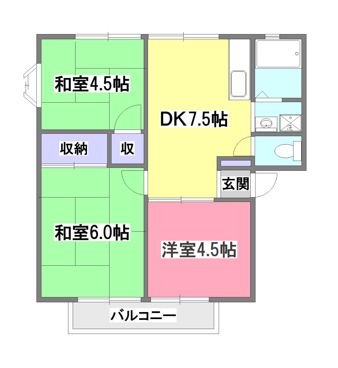 サンビレッジ三沢１号棟の間取り