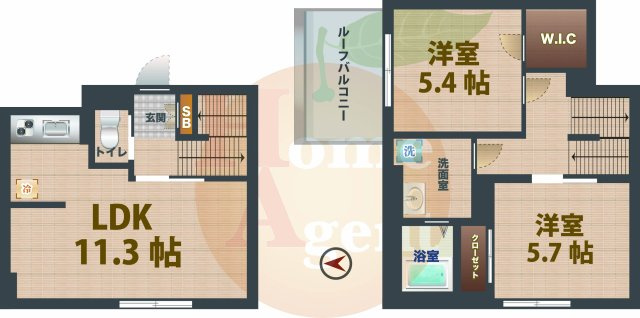 【間取り】 | アバンティア中野新橋 | 2LDKのお部屋です。