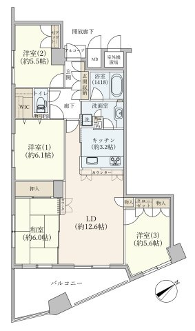 スカイハイツ三条の間取り|4LDK