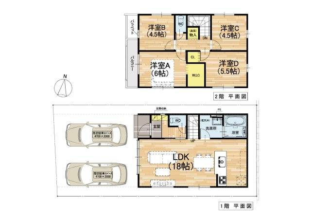 大津市別保2丁目1期2号地　新築戸建の間取り