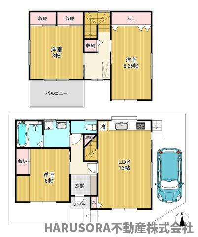 高槻市萩之庄3丁目　2階建の間取り