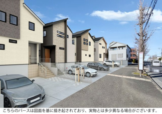 【外観パース】 | 本パースは、イメージ図につき、風景、建物、植栽などについては施工後の現物との差異が生じます
つきまして本パースによって生じたいかなる損害については一切責任を負いません。