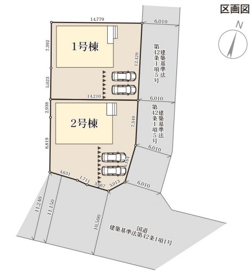 新築建売)三潴郡大木町大字侍島の区画図