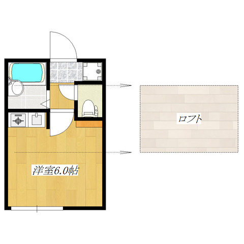 Ｑｕｅｎｅｌ栄町の間取り|バストイレ別でフローリングにロフトの物件です。