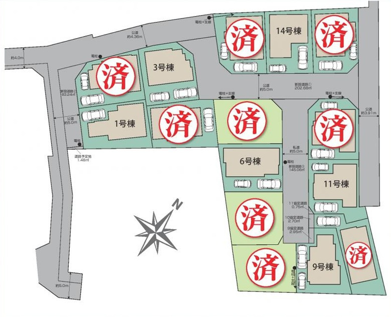 仲介手数料無料　東村山市秋津町３丁目　新築戸建　全15棟　12号棟の区画図