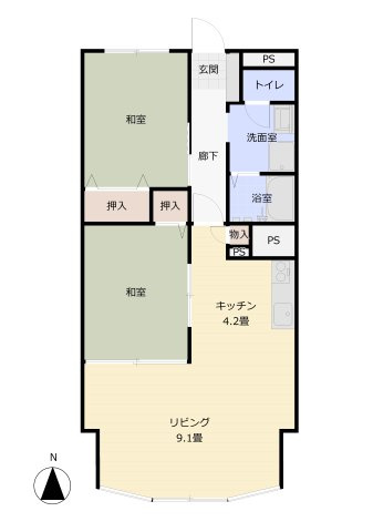 中古マンション　コーポ麓山マンションの間取り
