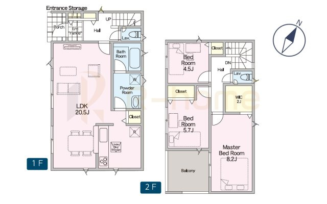 古河市五部第1　新築戸建て　2号棟の間取り|4LDK＋WIC、土地面積207.31m2、建物面積93.15m2