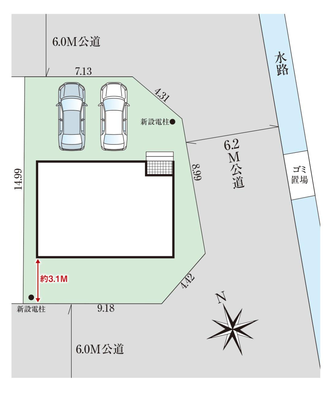 香南市野市町西野　新築戸建　の区画図|土地面積　159.69㎡　（約48.30坪）　建物面積　107.44㎡（約32.50坪）