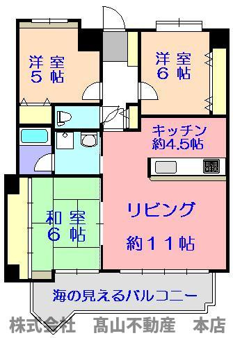 福津市宮司５丁目の賃貸マンションの間取り
