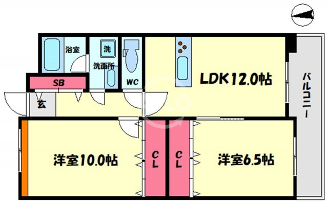 ウエスト江戸堀の間取り|ウエスト江戸堀　開放感ある間取り