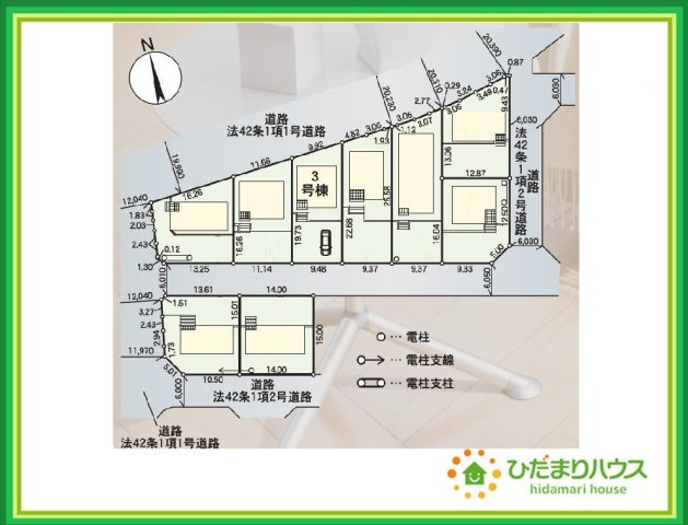 郡山市田村町東山第1　新築戸建　3号棟の区画図|小学校まで徒歩16分！お子様の登下校も安心できる距離です♪