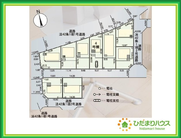郡山市田村町東山第1　新築戸建　4号棟の区画図|全9区画の大型分譲地です！！