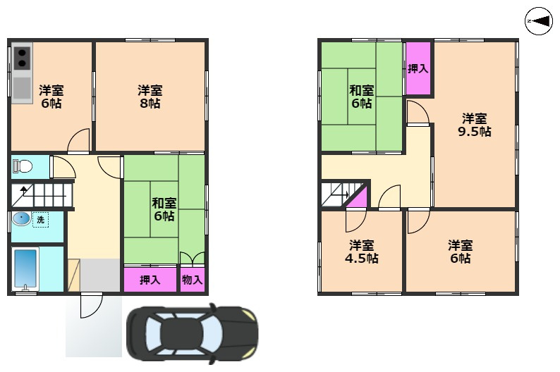 高槻市日吉台三番町貸家の間取り