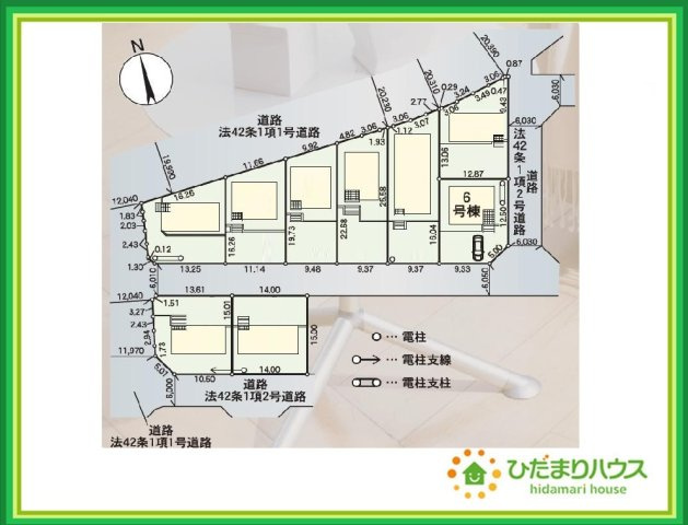 郡山市田村町東山第1　新築戸建　6号棟の区画図|周辺は緑も多く、スーパーやドラックストアも近い為、住環境良好です♪