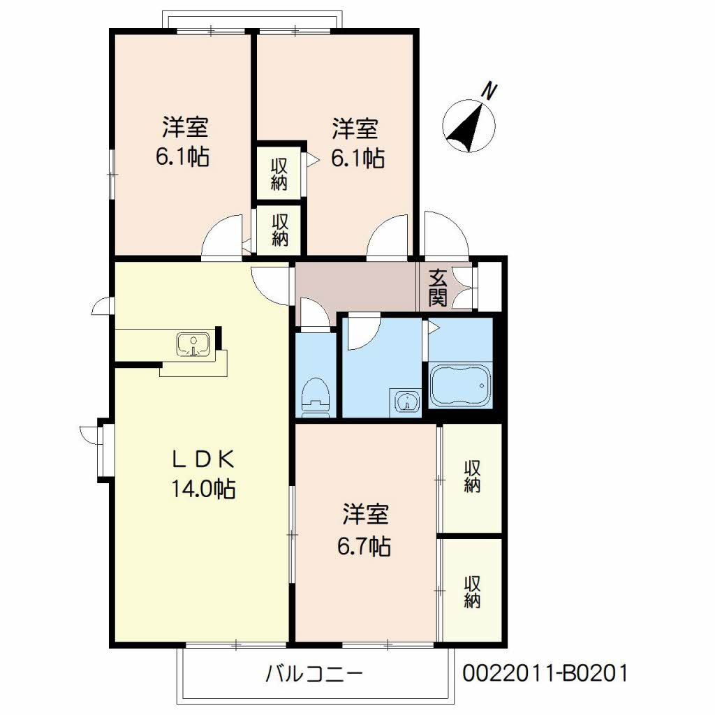 ディアス曽根　Ｂ棟の間取り