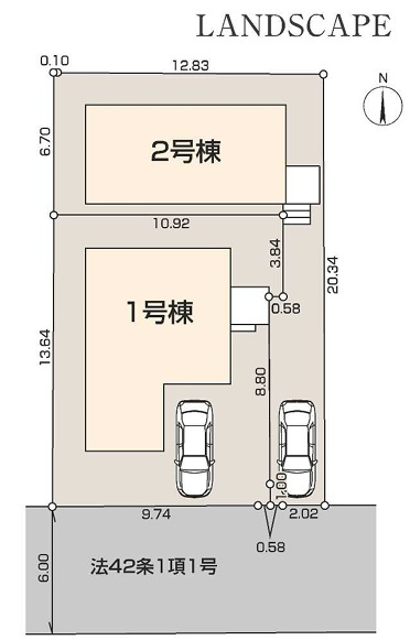 仲介手数料無料　Livele Garden.S 東村山市諏訪町2丁目第5　全2棟　１号棟の区画図