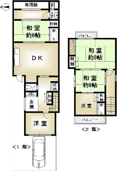 京都市伏見区桃山長岡越中東町の一戸建ての間取り