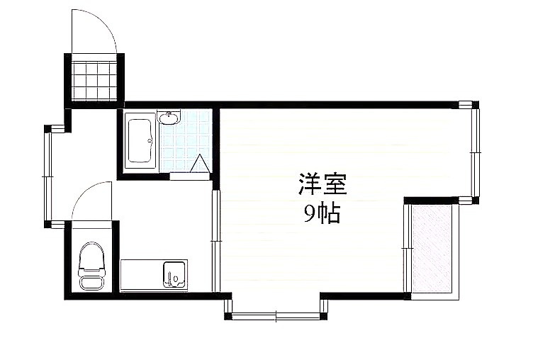 大阪市東淀川区東淡路３丁目　一棟レジの間取り|4階・１K・東向き　専有面積：28.14㎡