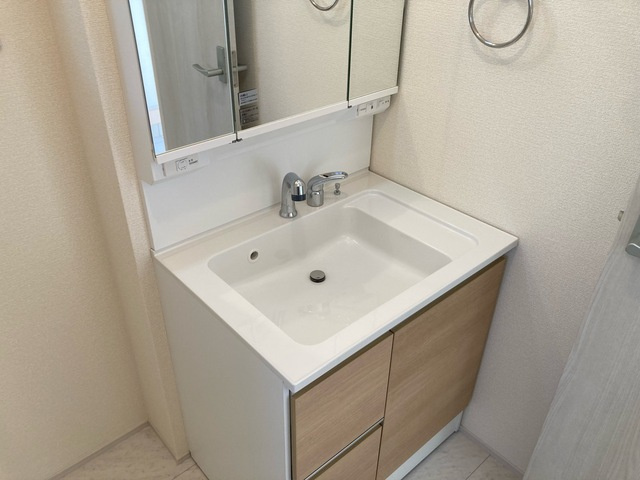 《仲介手数料無料》越谷市大字弥十郎188-6新築一戸建てリーブルガーデンの独立洗面台