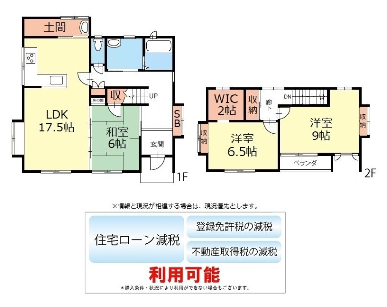 松本市笹賀　中古戸建の間取り|間取りは3LDK。全室6帖以上のゆとりの間取り設計です。