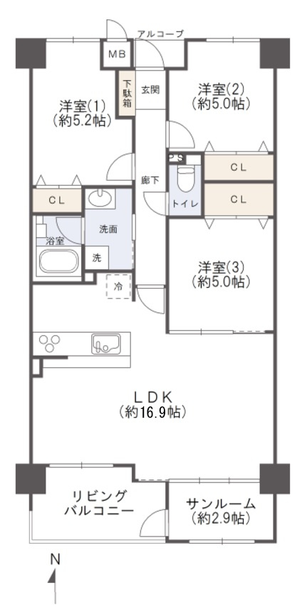 サーパス楽々園の間取り