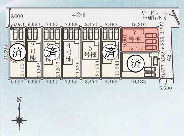 玉村斎田第２期７号棟の区画図|区画図