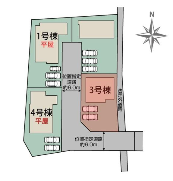  前橋市総社町植野全４棟３号棟の区画図|区画図
