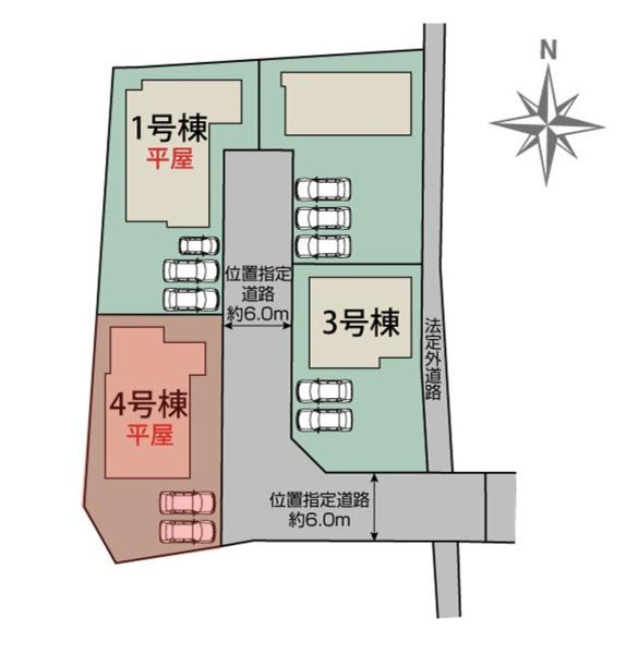 前橋市総社町植野全４棟４号棟の区画図|区画図