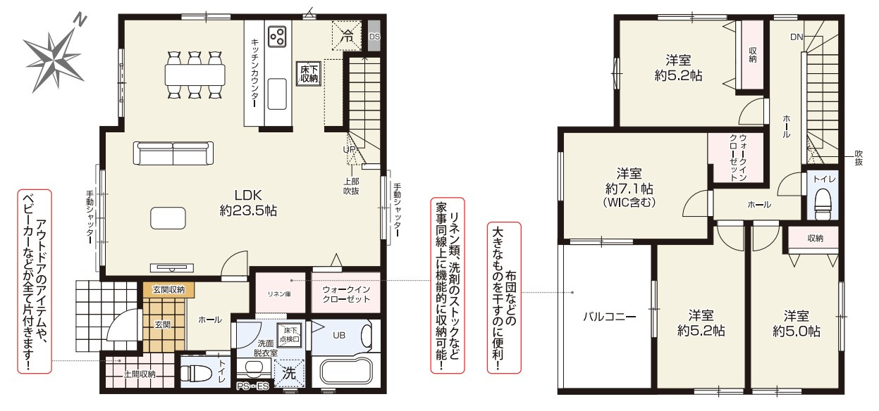 狭山市水野22期全1棟　新築戸建の間取り