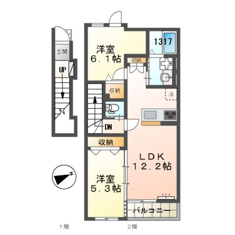 【間取り】 | 仮）藤江新築アパートA棟