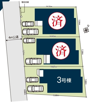 上尾市川　新築一戸建て　グラファーレ　03の区画図|3号棟