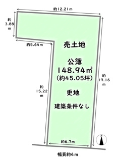 【土地図】 | 右京区太秦多藪町　建築条件なし