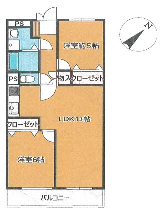 花見川サンハイツの間取り|２LDK　内装リノベーション