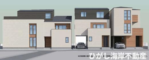 茅ヶ崎市中海岸　新築戸建　全３棟の外観パース|イメージパスですので実際のものと多少異なります

8月1日撮影　建築中　現地外観