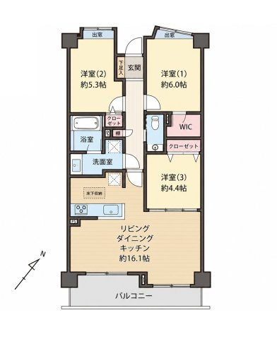 【間取り】 | ソフィア学芸大学 | 2LDK+S、価格1億2990万円、専有面積70.71m2、バルコニー面積8.23m2
