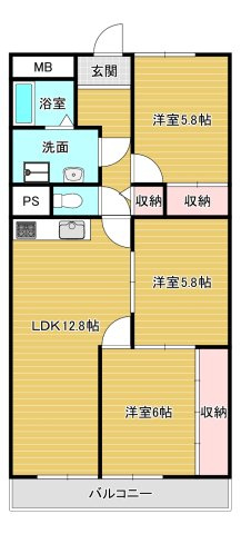 南海狭山コーポ1号棟の間取り