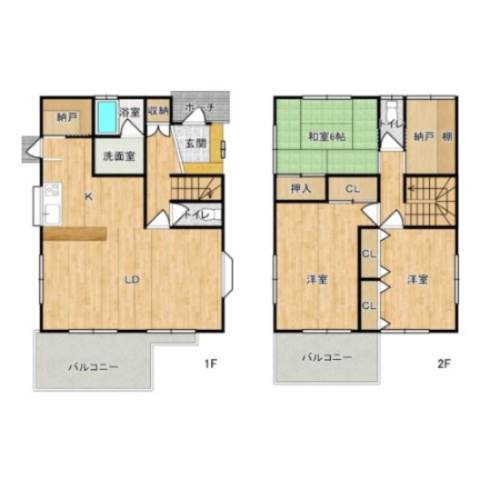 中古戸建　箕郷町上芝の間取り|1階納戸はパントリーとして調理家電やストック品を。2階納戸は季節ものの収納に大活躍しそうです。