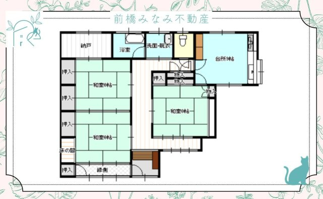 【中古平屋】玉村町下新田　３DK＋Sの間取り