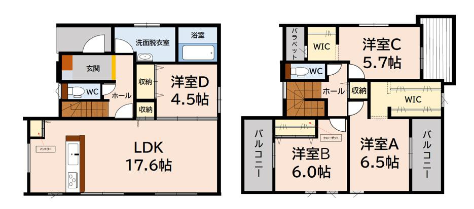 鳥栖市田代外町の新築一戸建の間取り