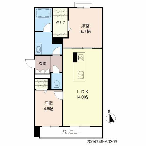 熊本市中央区北千反畑町の賃貸マンションの間取り