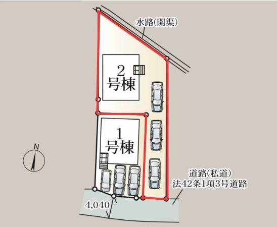 古国府第3-2号棟の区画図|全体区画図です。図面と現況が異なる場合は現況を優先させていただきます。