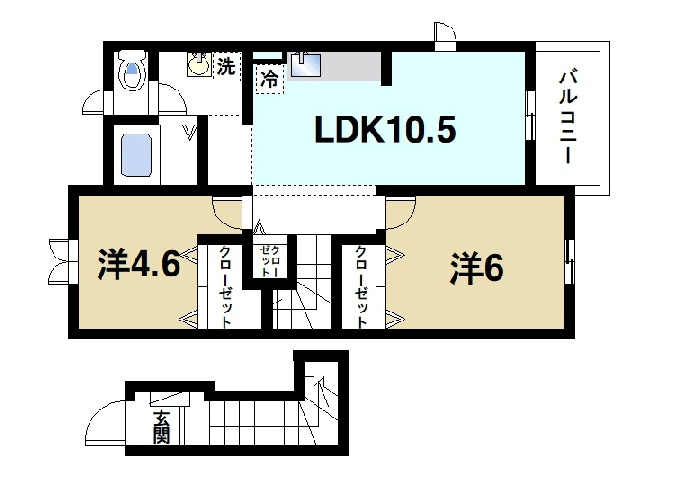 サンタローザの間取り|2LDKの間取りです
