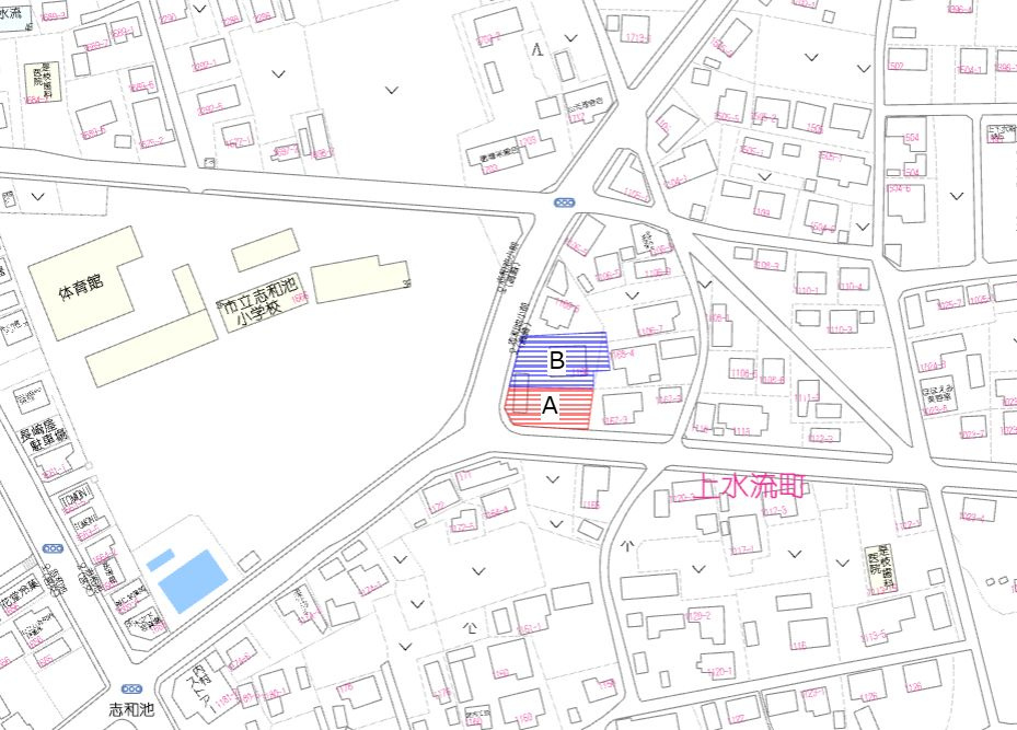 都城市上水流町の売地の土地図