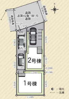 足立区千住緑町３丁目の新築戸建の区画図