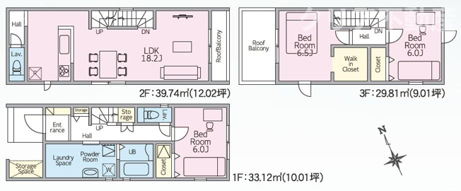 【間取り】 | 高崎市上和田町01期　小・中10分以内、3階建て