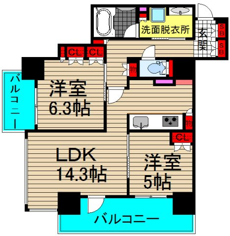 ブランズタワー・ウェリス心斎橋NORTHの間取り
