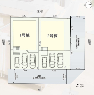 平塚市寺田縄第17　新築戸建　全2棟2号棟の区画図