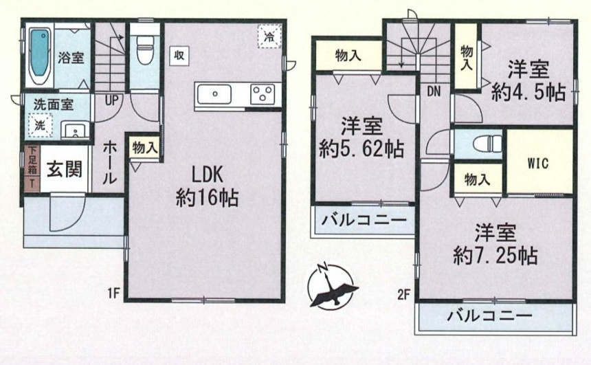 南間口で日当たり良好　玉津町今津379番9　新築戸建の間取り