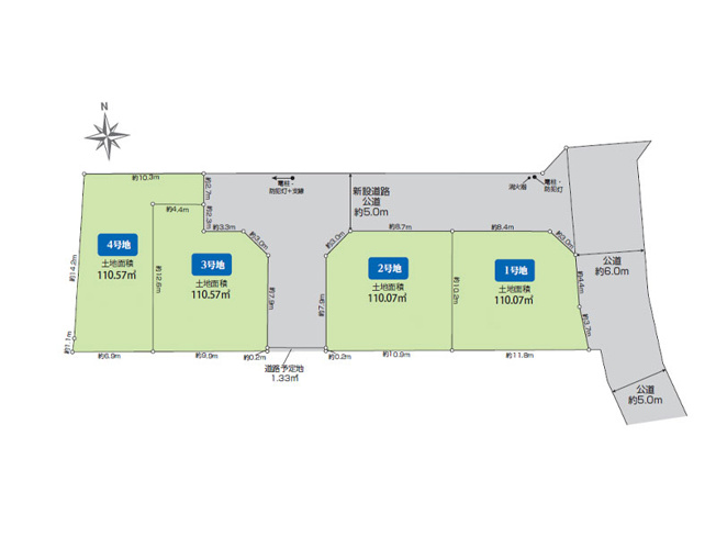 【土地図】 | 東久留米市中央町1丁目　建築条件無売地　全4区画　(保谷店) | 4区画/お好きなハウスメーカーにて理想の住まいを建築いただけます。※図面を基に作成しています。現況と異なる場合は現況を優先いたします。