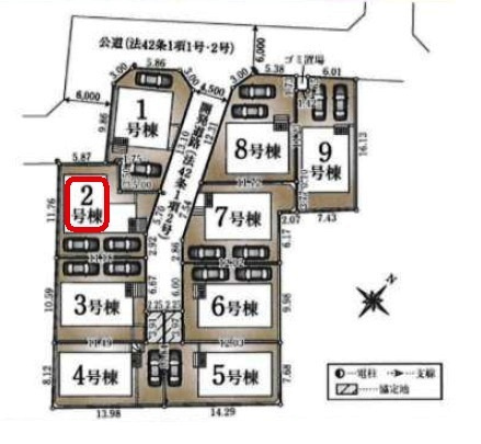 清瀬市下宿1丁目・全9棟　新築一戸建　2号棟の区画図|【全9棟・2号棟】土地面積123.7平米（約37.41坪）